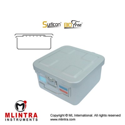 Surticon™ Sterile Container 1/2 Bio-Barrier Safe Model Grey Perforated Lid Stainless Steel - Aluminium, Size 285 x 280 x 168 mm